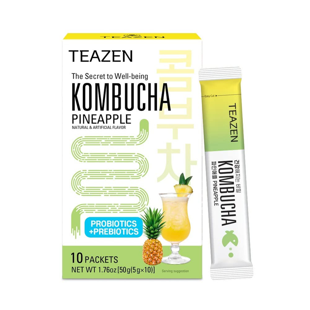 Kombucha Tea Berry Flavor, Zero Sugar, Sparkling Fermented Powdered Mix Beverage