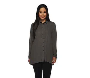 Blusa gris plisada con botones delanteros talla 8 A268554 estilo Joe Zee - Imagen 1 de 3