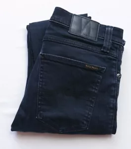 Nudie High Kai Slim Jeans mens size W31 L34 S Small Zip Fly Italy black STRETCH - Picture 1 of 11