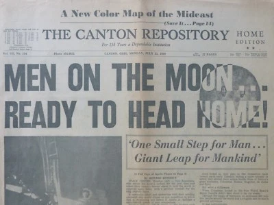 MEN ON THE MOON- ARMSTRONG KENNEDY ISRAEL MIDDLE EAST COLOR MAP 11 July  21 1969 - Image 1 of 4