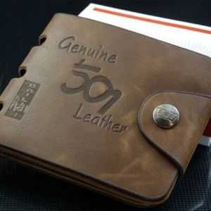Mens Short Leather Bifold Brown Wallet Credit/ID Card Holder Slim Coin Purse US - Picture 1 of 7