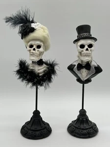 2 einzigartige Halloween Totenkopf Lady & Gentleman Büste - Dazzle und Goth 12,5" groß - Bild 1 von 9
