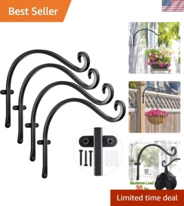 Outdoor: 12-Inch Metal Bird Feeder Wall Hooks - 4 Pieces Black Plant Bracket ... - Picture 1 of 10