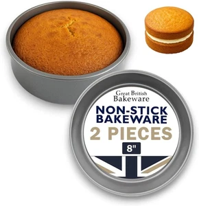 2x 9" Kuchenform fester Boden 23 cm Sandwich Biskuitform Antihaft Backformen - Bild 1 von 9