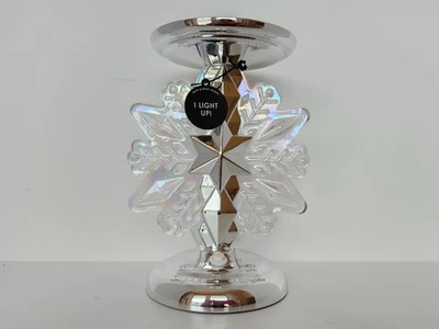 Bath & Body Works Snowflake Light Up Pedestal 3-Wick Candle Holder LED Figure - Image 1 of 4