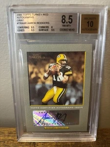 2005 Topps Turkey Red Aaron Rodgers Rookie Gray Auto BGS 8.5 Auto 10 - Packers - Picture 1 of 2
