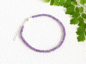 Beautiful Purple Amethyst Faceted Round 2-3MM Gemstone Beads Women Bracelet 6-8" - Picture 1 of 12