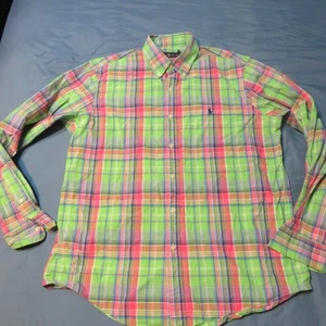 Camisa Polo Ralph Lauren Abotonada Verde/Rosa Cuadros Para Hombre Talla Grande - Imagen 1 de 6