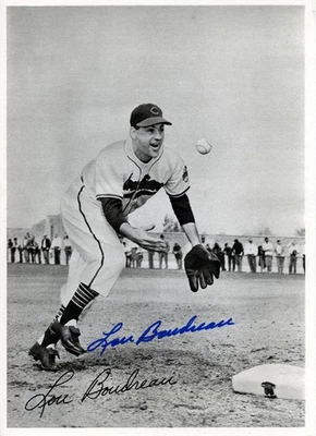 Paquete de fotos de Lou Boudreau firmadas automáticamente 6,5x9 1948 Cleveland Indians Beckett Foto 1 de 3