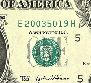 Rare Matching GEM 2003 Series + Serial $1 Bill Federal Reserve Note - Picture 1 of 3