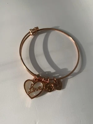 Розовое золото тон и подлинный перламутр браслет любовь подвеска 7 1/4 дюйма Angelica - Изображение 1 из 4