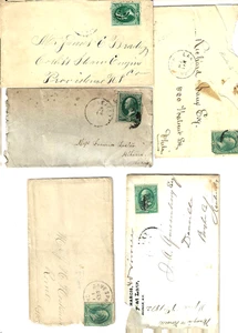 5 Beat Up 19th Century Covers 3 Cent Washington Banknote 1871-1883 US C-26 - Picture 1 of 3