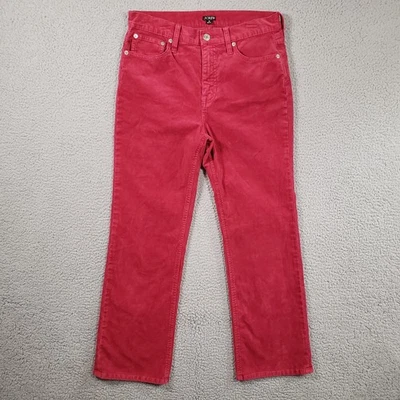 Pantalones J Crew Mujer 28 Rojo Tiro Alto Demi Boot Pana BM744 Preppy Informal Foto 1 de 4