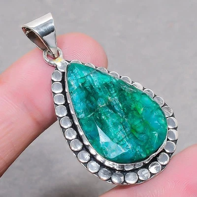 Sakota Mines Emerald Pear Shape Gemstone Handmade Jewelry Pendant 3.1" SR 2908 - Image 1 of 4