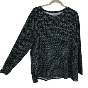 Camiseta Talbots Mujer Talla Grande 2X Azul Punteado Manga Larga Cuello Redondo Pullover - Imagen 1 de 7