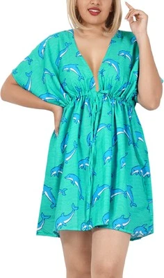 LA LEELA Women's Summer Bikini Beach Swimwear Party Cover Up XL-XXL Cyan, - Image 1 of 3