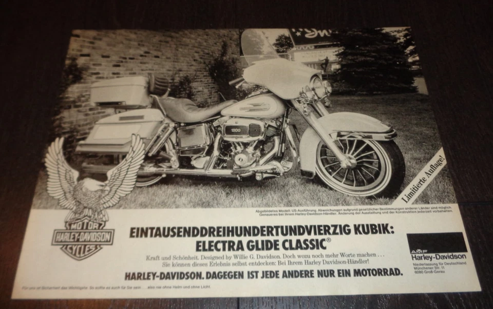Harley-Davidson Electra Glide Classic Reklame (1979) - Bild 1 von 1