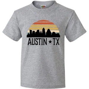 Inktastic Austin Texas Skyline Vintage Youth T-Shirt Travel Clothing Trip Tee - Picture 1 of 7
