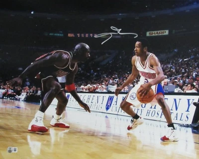 Foto autografiada 16x20 de Allen Iverson HOF con Kobe Bryant 76ers Beckett 196725 Foto 1 de 3