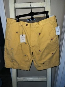Pantaloncini casual Brooks Brothers uomo cotone giallo scuro ricamati foods taglia 34 - Foto 1 di 5