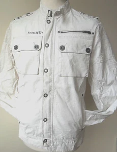 Firetrap linen jacket biker style cotton cream men's small, large, x-large - Picture 1 of 9
