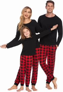 Family Matching Christmas Pajamas - Plaid Pants Long Sleeve PJs S-XXL Sizes - Picture 1 of 12