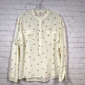 Blusa Lands End de lona para mujer 8 popover de seda color crema estampado de abeja ligera - Imagen 1 de 5