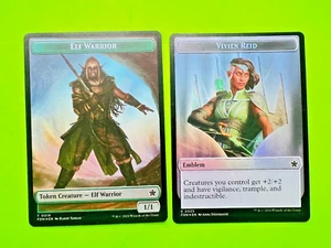 MTG  Foundations - Elf Warrior / Vivien Reid - Double Sided Foil Token - Picture 1 of 2