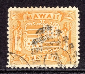 Hawaii Scott #74 VF Used 1894 1 Cent Coat of Arms Yellow - Picture 1 of 1