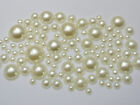Mix Sizes Ivory Cream Half Round Flat Back Pearls Beads Gems Craft Embellishment