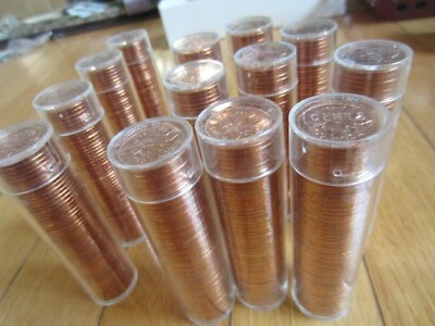 Roll of 1964 Canada Small Cents (50 Coins). RED UNC Penny Roll 1p 1c - Image 1 of 4