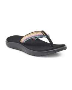 TEVA WOMENS SANDALS.NEW VOYA FLIP FLOP BLACK MULTI ARCH SUPPORT SLIPON VEGAN S24