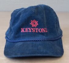 Vintage Corduroy Keystone Ski Resort Strapback Baseball Cap Blue Pink Logo
