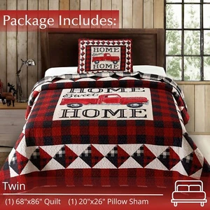 Virah Bella - Red Truck Home Sweet Home - Lightweight Reversible Quilt Set - Picture 1 of 8
