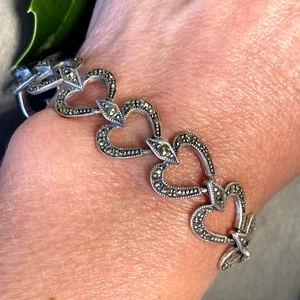 Sterling Silver Heart Love Vintage Bracelet Estate Fine Jewelry Pre-Owned - Picture 1 of 21