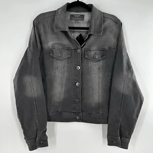 TORRID Denim Jacket Stretch Button Down Gray Comfort Women’s Size 00 M/L ~ NWT! - Picture 1 of 11