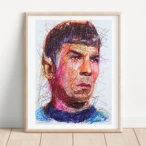 Spock Ballpoint Pen Print, Star Trek Art Poster - Picture 1 of 3
