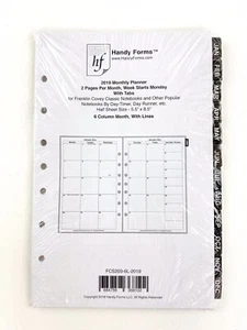 Handy Forms 2019 Monthly Planner 6 column Month, With Lines - Picture 1 of 9