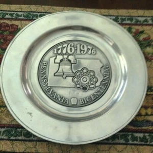11"  WILTON USA Pennsylvania Bicentennial 1776-1976 Collectible Pewter Plate PA  - Picture 1 of 3