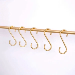 5X S Hooks Kitchen Bathroom Holder Meat Pan Utensil Clothing Hanger Brass Home - Picture 1 of 11