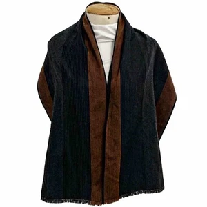 CALVIN KLEIN STRIPES BLACK RECTANGLE WOOL scarf 58/14 in #A118 - Picture 1 of 3