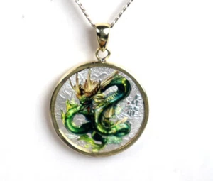 Dragon Chinese Lucky Coin with 925 Sterling Silver Chain 18inch 40gram - Picture 1 of 10