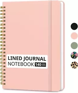 A5 Lined Spiral Journal Notebook College Ruled Hardcover for Writing 140 Pages - Picture 1 of 7