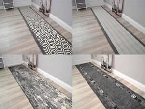 Grey Corridor Rugs Very Long Hallway Rug Dark Border Hall Runner ANY Length  - Picture 1 of 19