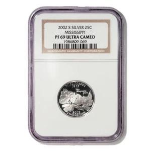 USA Mississippi State Quarter 2002 S Silver Proof NGC PF 69 Ultra Cameo - Picture 1 of 3