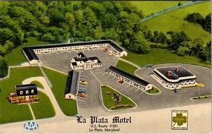MARYLAND LA PLATA MOTEL ROADSIDE VINTAGE VISTA AÉREA POSTAL - Imagen 1 de 2