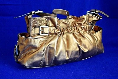 Vtg. Retro Kenneth Cole Gold Scrunch Soft Leather Purse Silver Buckles - L@@K - Image 1 of 4