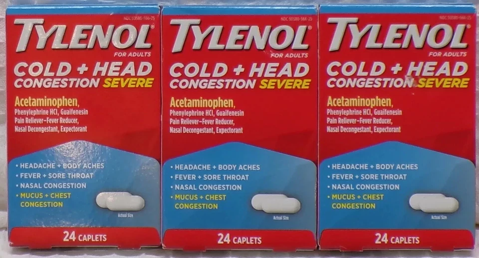 Tylenol Resfriado + Gripe Severo 24 Comprimidos en cada 3 PACK 72 Total Exp. 11/2026 Foto 1 de 1
