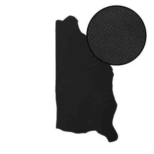 BLACK PERFORATED FULL SIDE BLACK LEATHER AUTOMOTIVE COW HIDE FOR CAR UPHOLSTERY - Picture 1 of 2