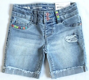 Sonoma Goods for Life Little Girls Size 4 Bermuda Shorts Distressed Elise Blue - Picture 1 of 5
